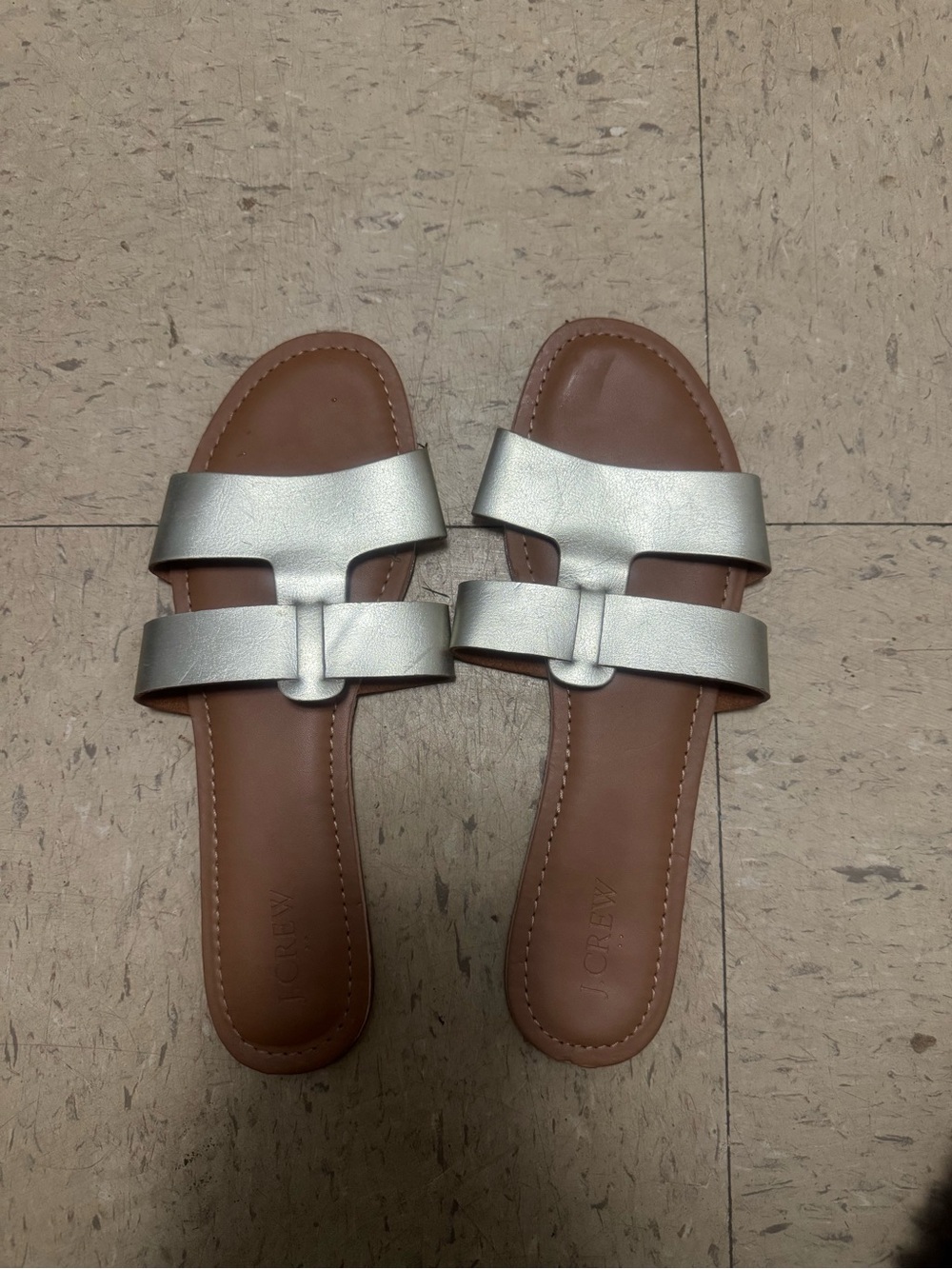 J. Crew Gold Double-Strap Slide Sandals